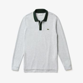 Lacoste Regular Fit Cotton Piqué Polo Shirt - Polo Pánské Šedé / Bílé / Zelene | CZ-nWSEhz